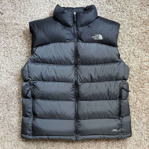The North Face Goose Down Puffer Vest Jacket Black Grey 700 Men’s Size Large - Picture 1 of 10